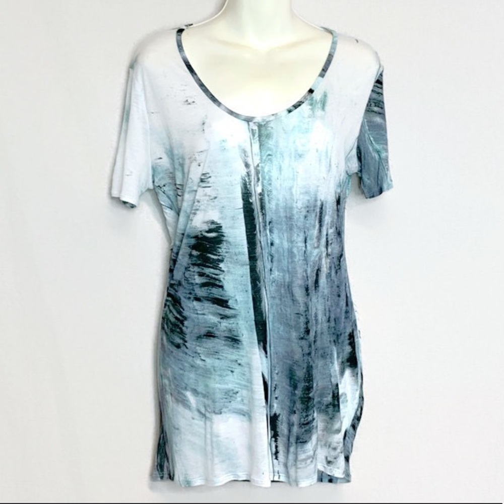 Helmut Lang Tidal Print Open V-Back Top Sz S Euc - image 2